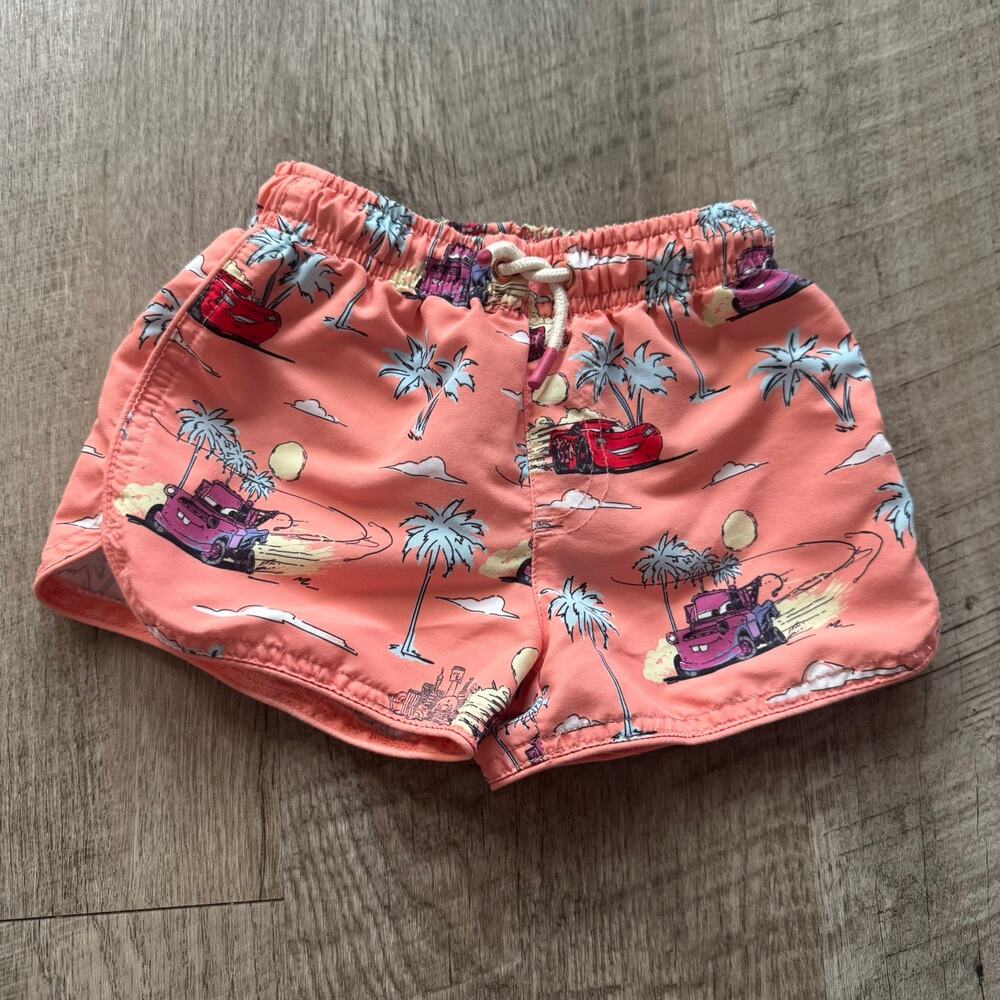 Zara Swim Trunks Boys Size 4 Years Lightning McQueen Shorts Mesh Lined Beach